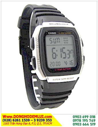 Đồng hồ Casio Học Sinh _Casio W-96H-1AV; Đồng hồ điện tử Nam Casio W-96H-1AV chính hãng| Bảo hành 2 năm